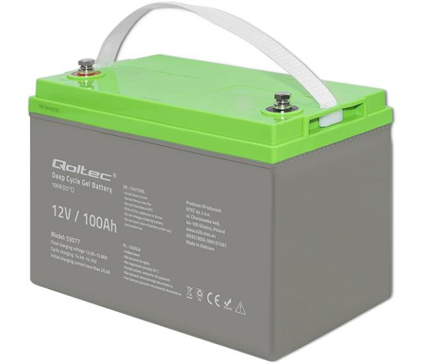 Qoltec Akumulator żelowy Deep Cycle | 12V | 100Ah - 1115805 - zdjęcie 2